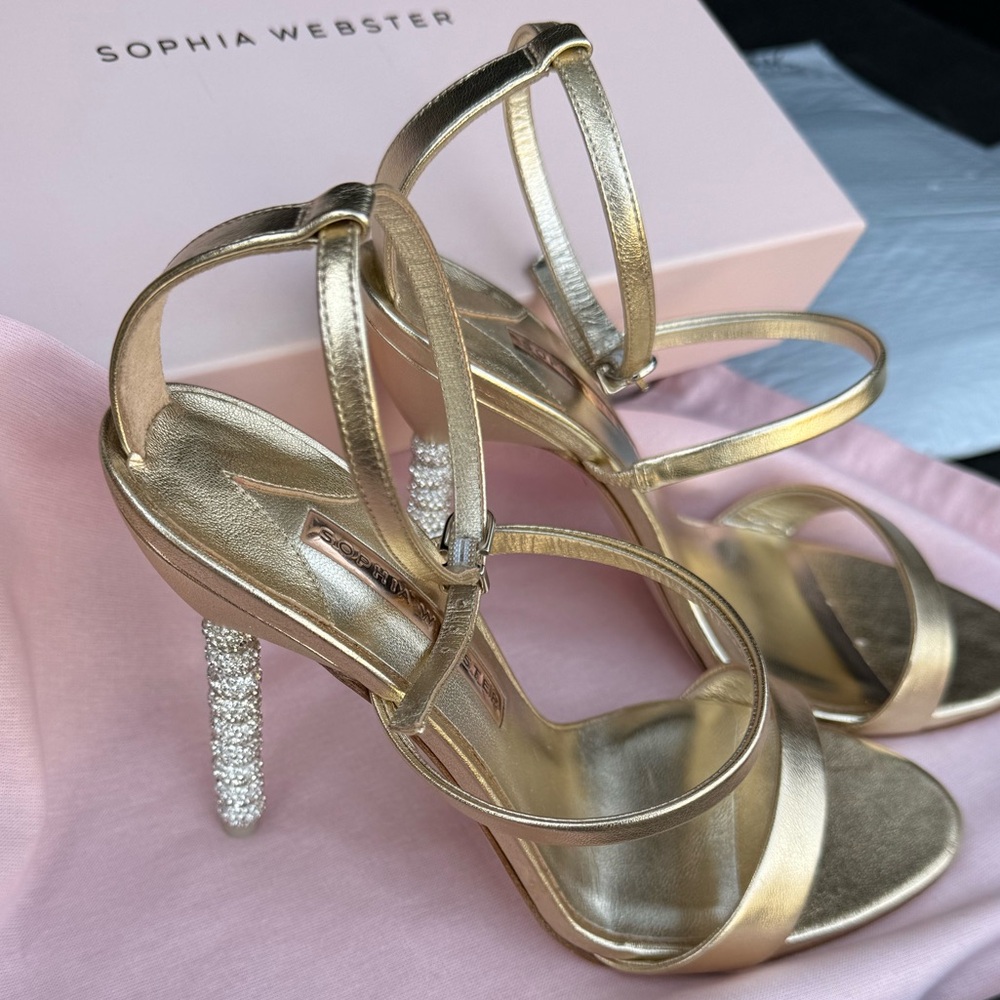 Sophia Webster Gold Heels with Silver Sparkle
